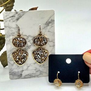 "5/$40" 2 Pairs Goldtone Sparkle Dangle Dressy Earrings
